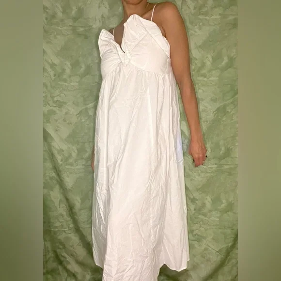 NWT White H&M Ruffle Top Midi Dress - Picture 6 of 6